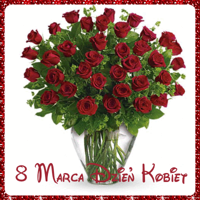 Bukiet czerwonych róż w wazonie na dzień kobiet